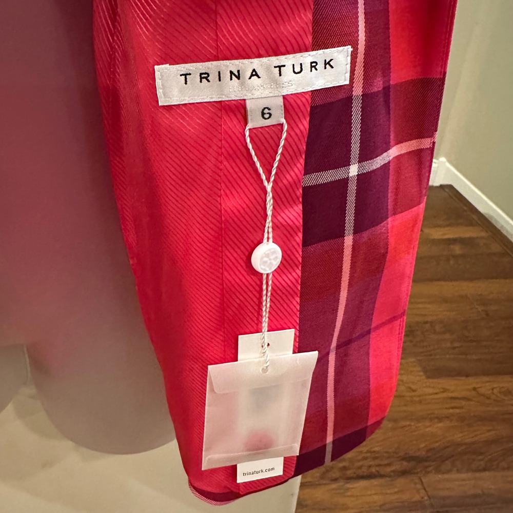 NWT Trina Turk Planet Blazer Sz 6 Plaid Career Business Party Statement Jacket - Picture 8 of 12